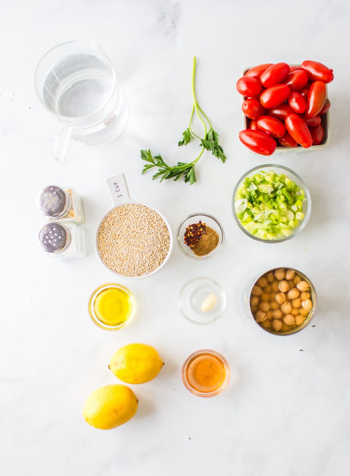 ingredients showing how to make easy quinoa salad