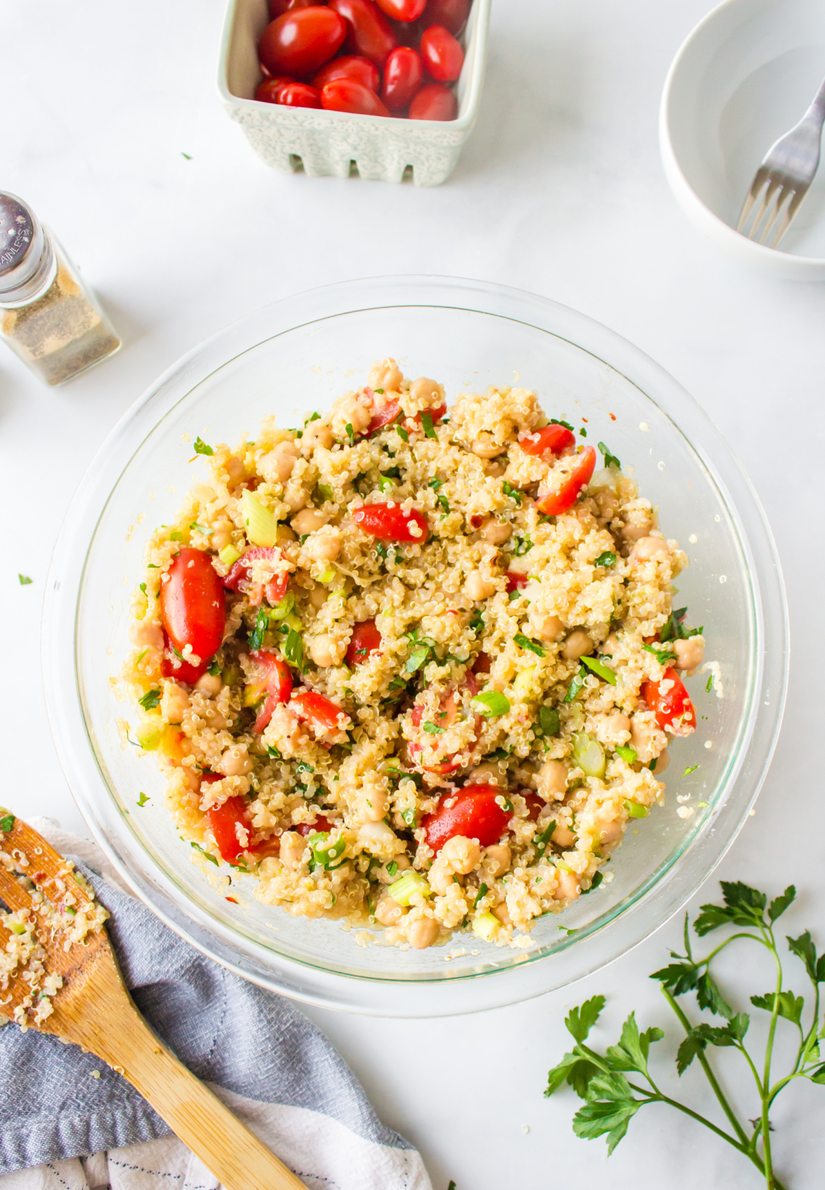 easy quinoa salad in a bowl