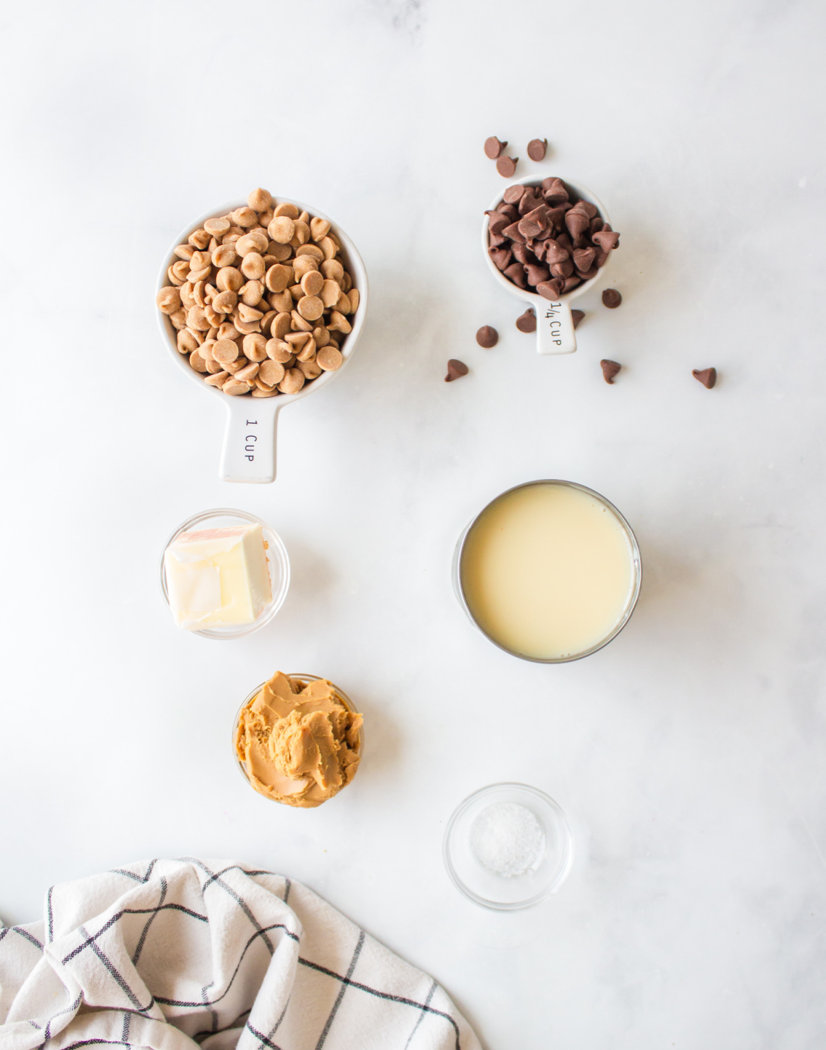 ingredients displayed for making creamy peanut butter fudge