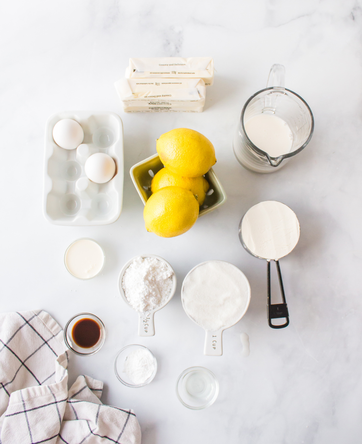 ingredients displayed for making lemon cupcakes